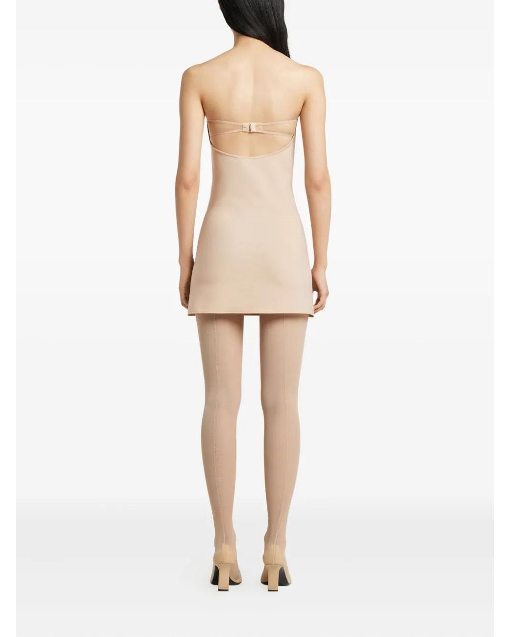Courreges Natural Logo-Appliqué Mini Dress