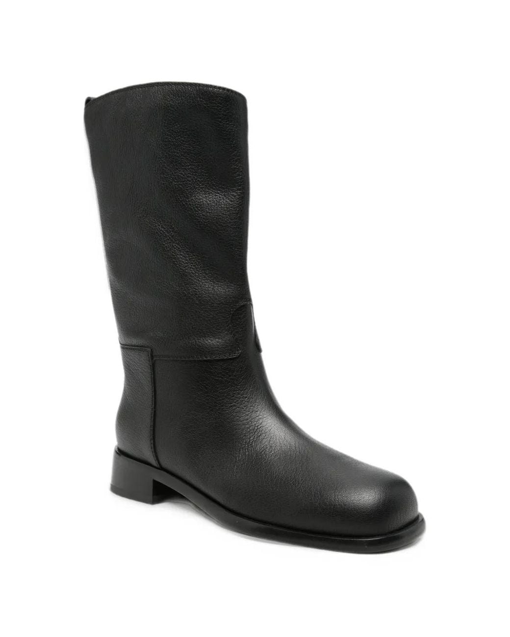 Sergio Rossi Black Grainy Leather Boots