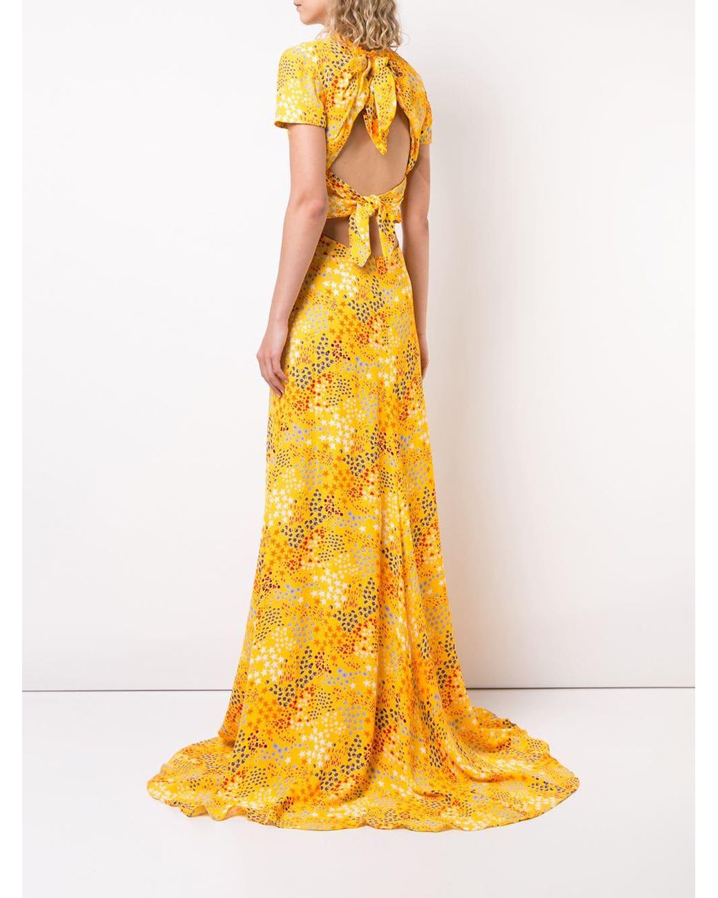 Vestido largo con motivo mixto Carolina Herrera de color Amarillo | Lyst