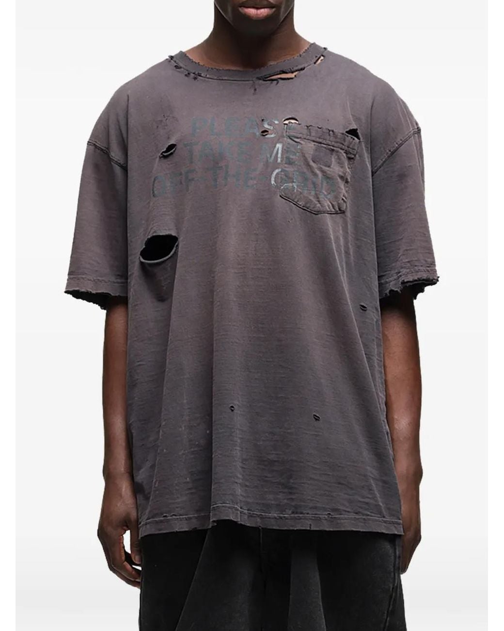 Waldi Blue Reworked Work Distressed T-Shirt for men