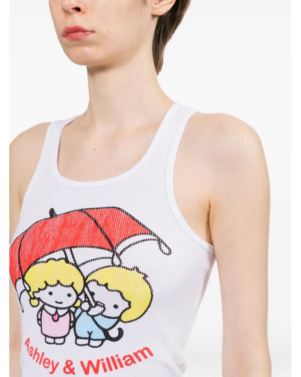 Ashley Williams White Graphic-Print Vest Top