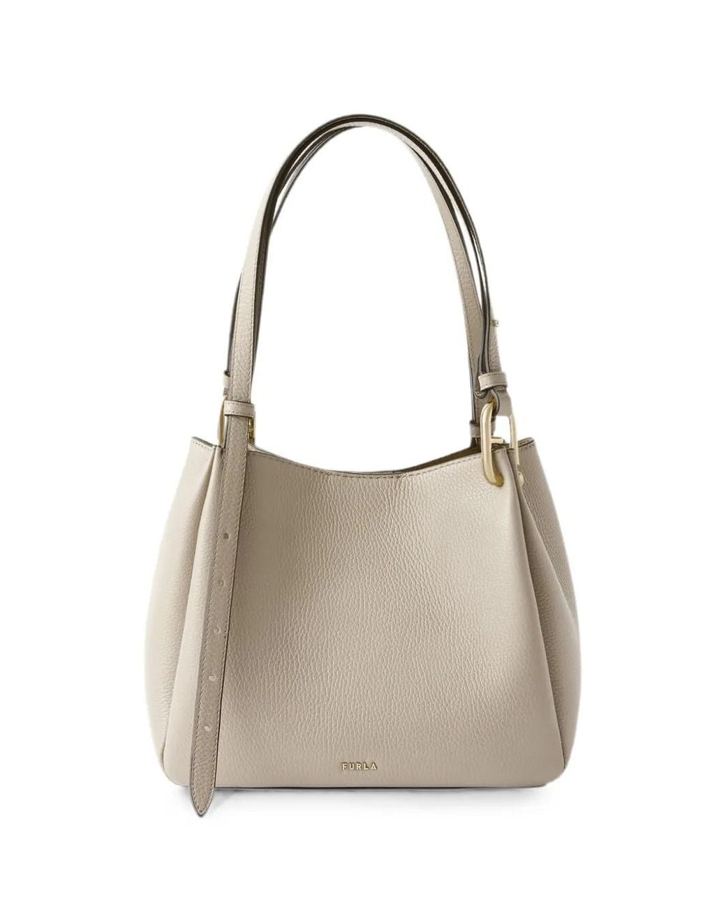 Furla Natural Logo-Print Grained-Leather Tote Bag