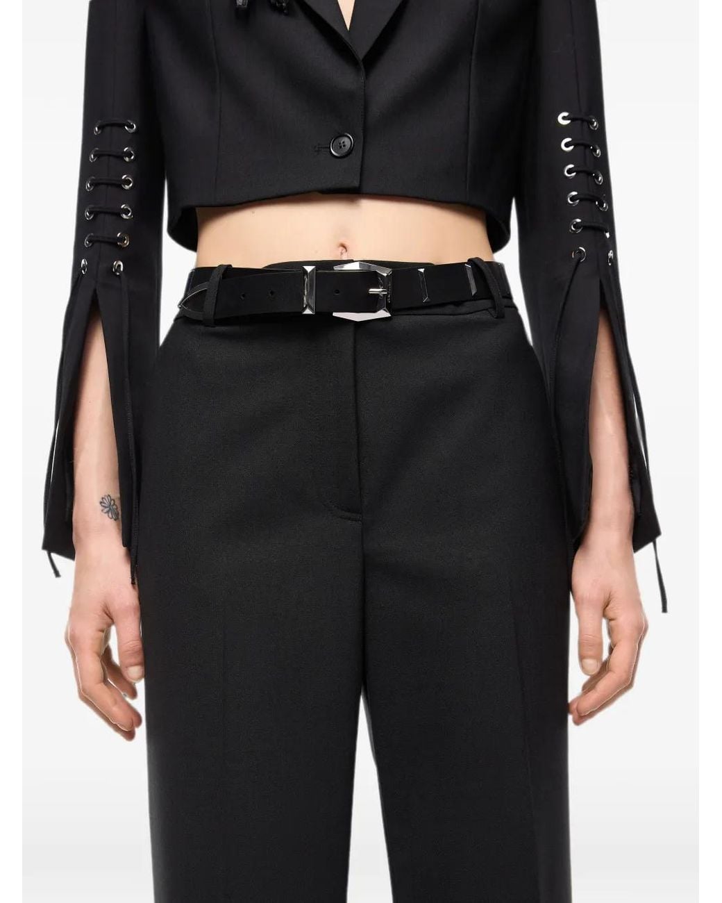 Pinko Black Tailored Wool Crêpe Trousers