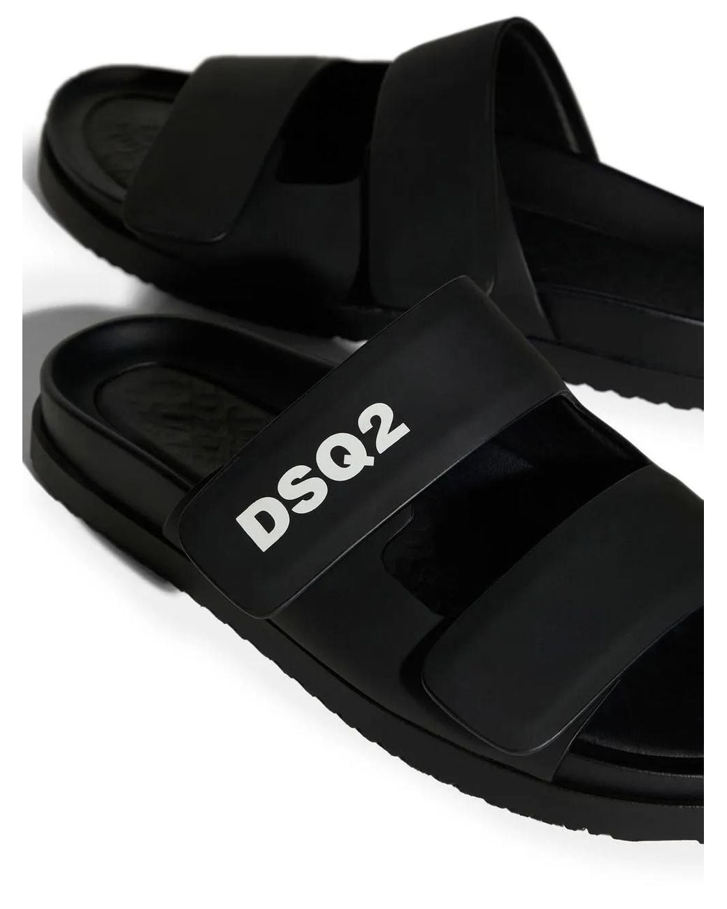 DSquared² Black Touch-Strap Calf-Leather Sandals for men