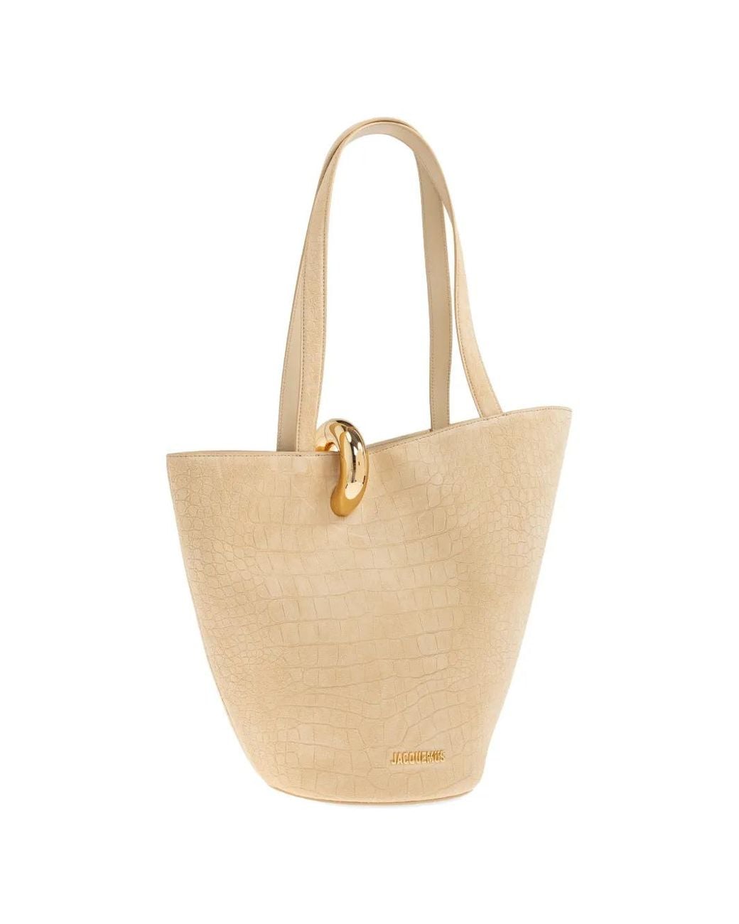 Jacquemus White Tote Le Bambola Moyen Suede Asimetr