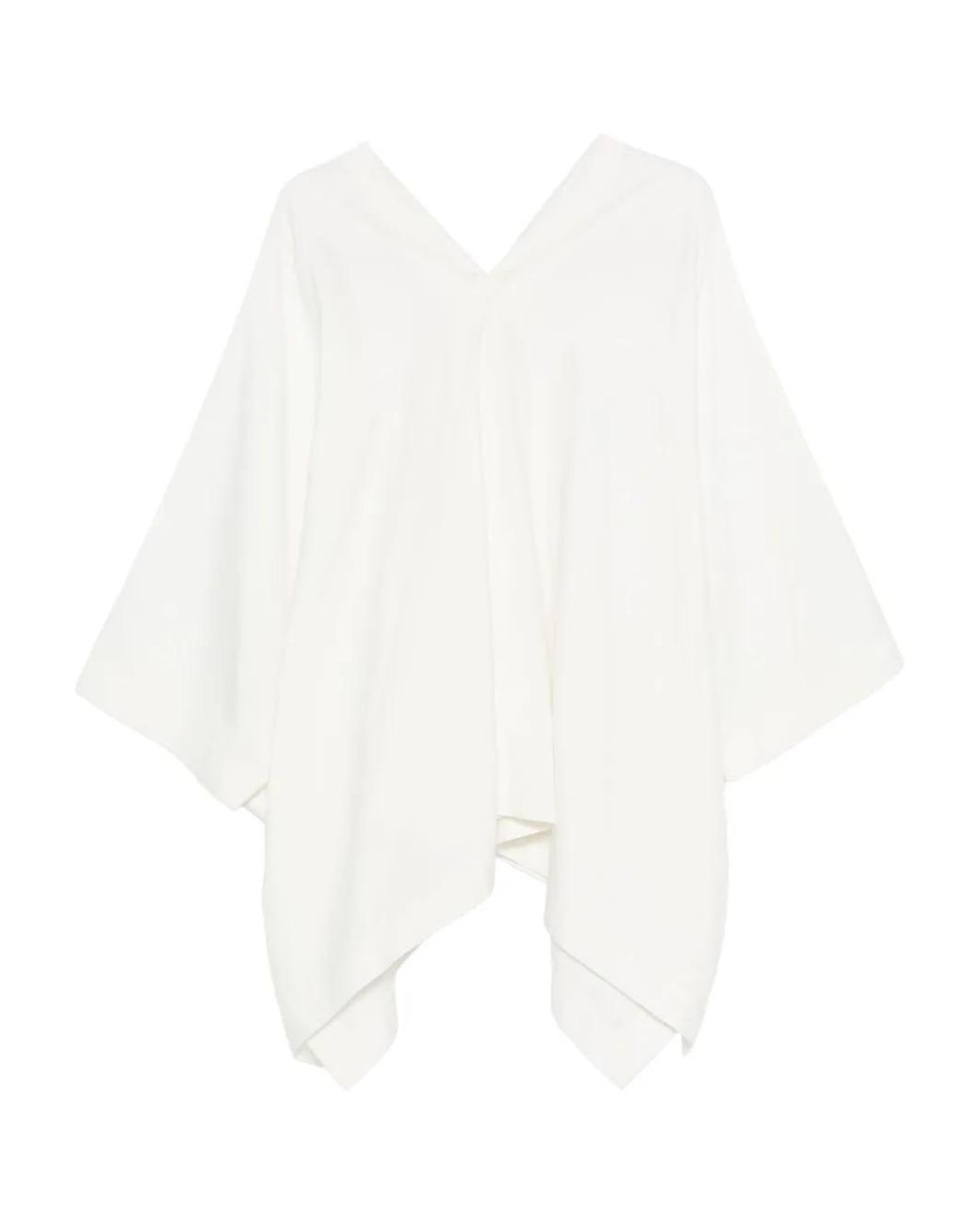 The Row White V-Neck Asymmetric Top
