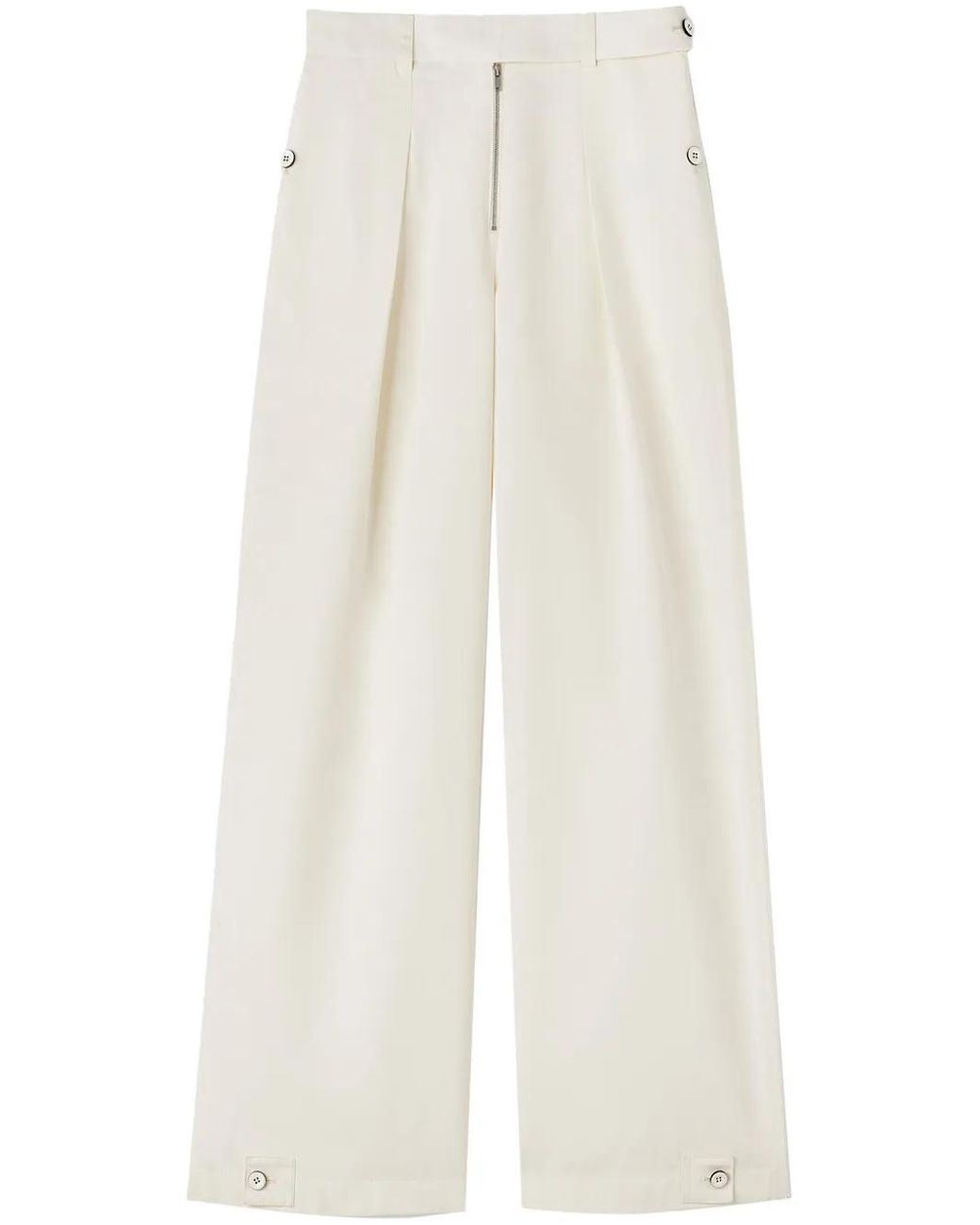 Jil Sander White Wide-Leg Pants With High Waist