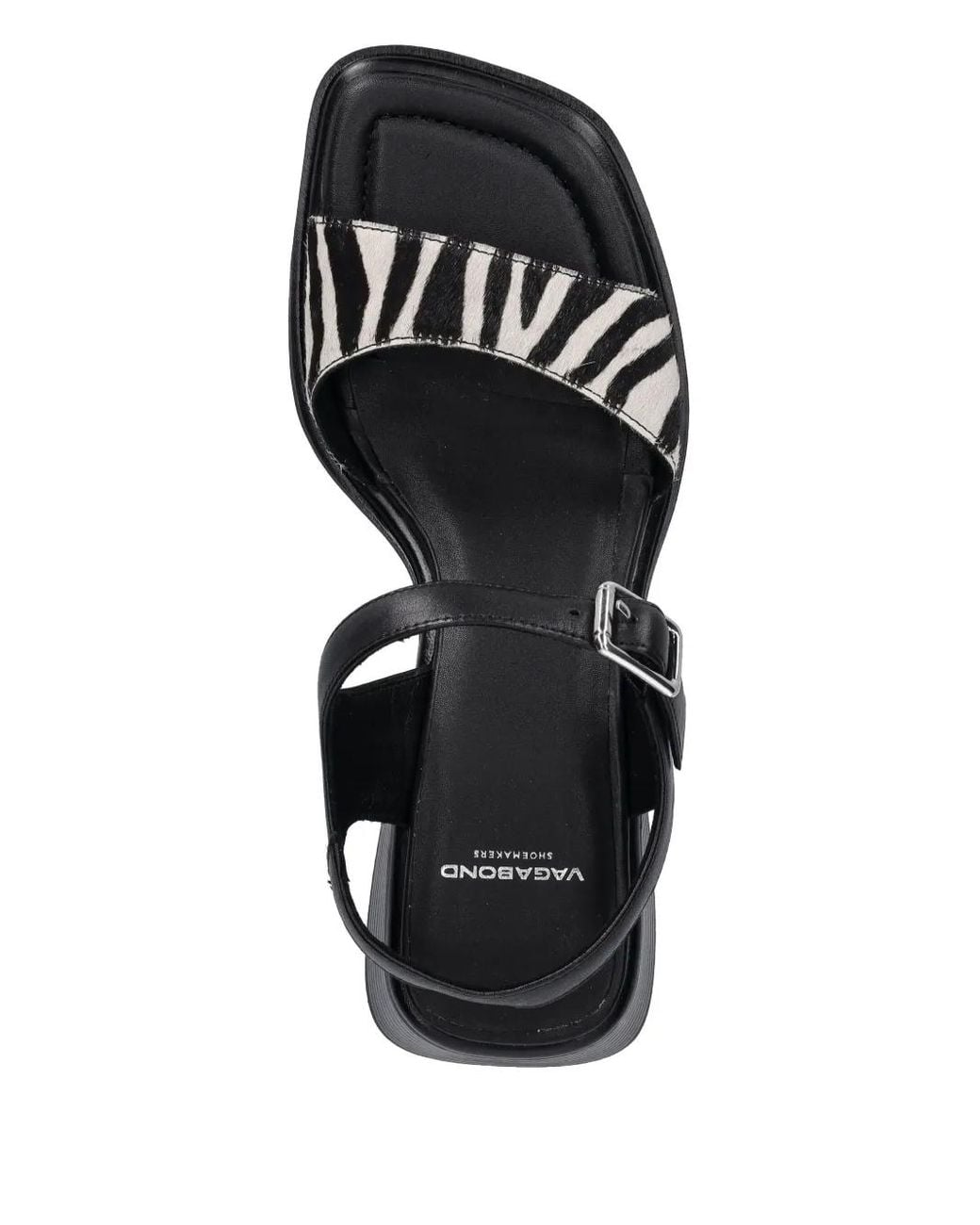 Vagabond Black 53Mm Ines Zebra-Print Block-Heel Sandals