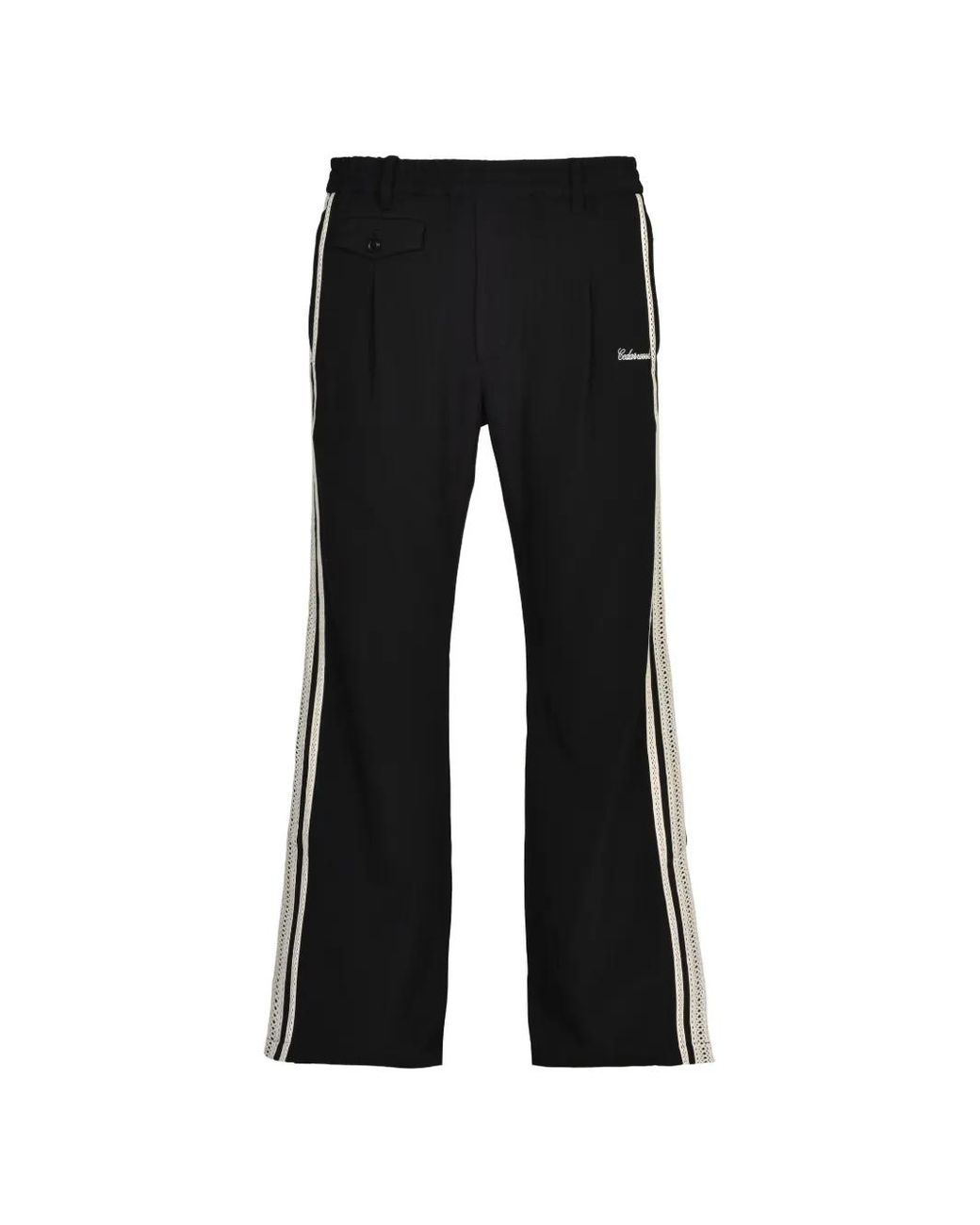 CEDARWOOD Black Crochet-Knit Logo-Embroidered Track Pants for men