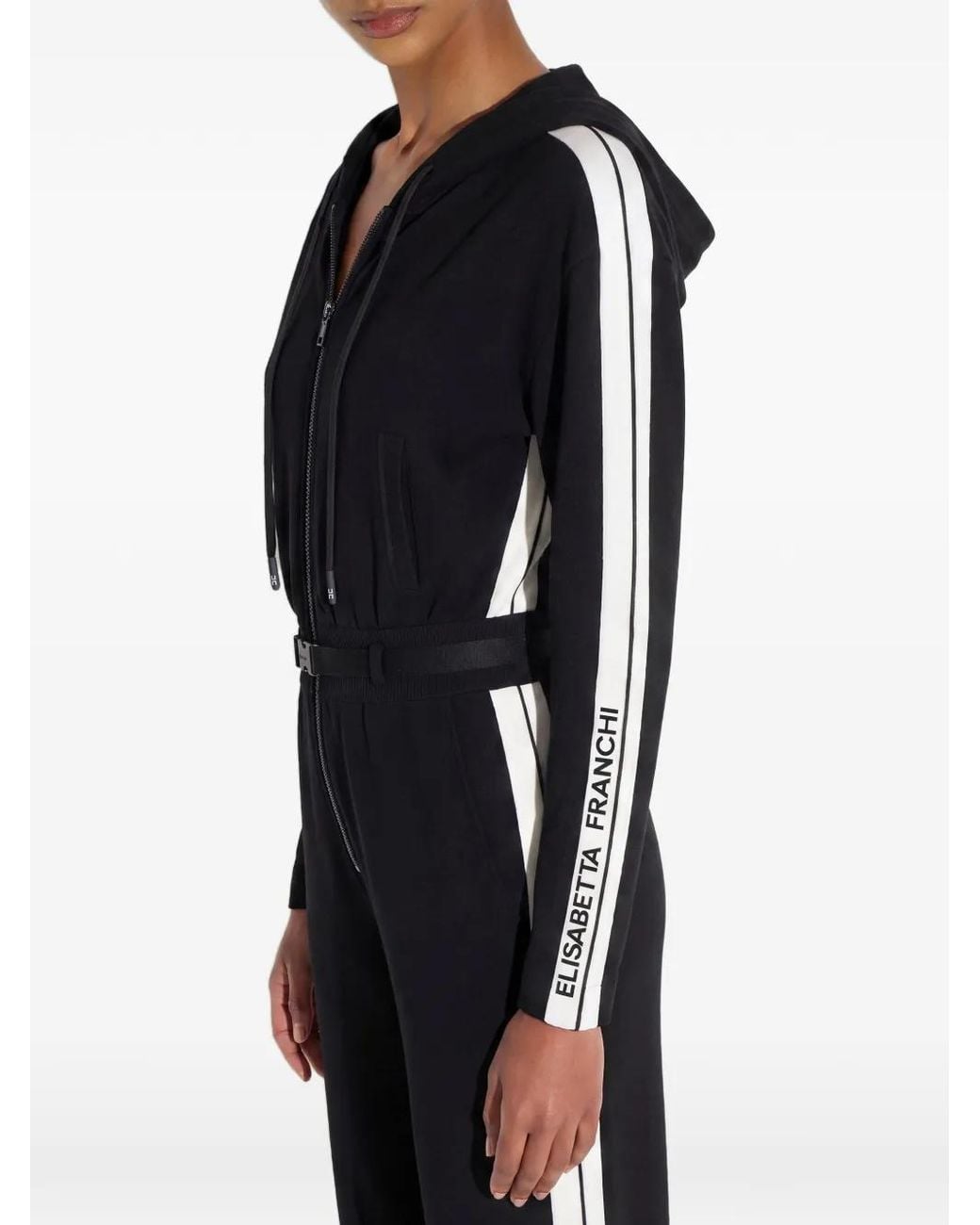 Elisabetta Franchi Blue Two-Colour Knit Jumpsuit With Logo