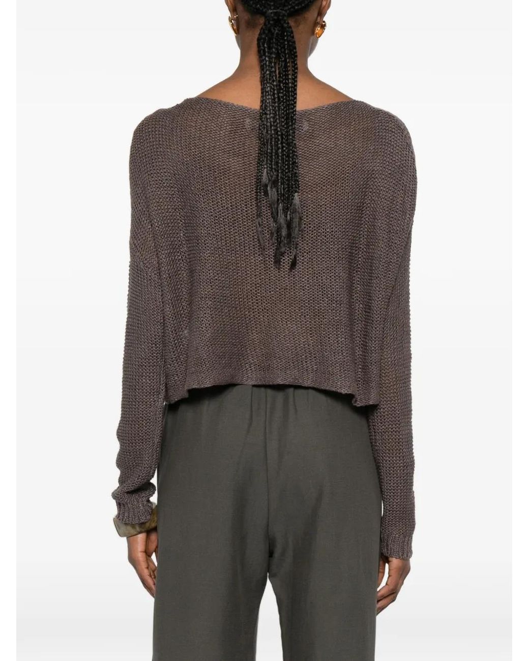 Enza Costa Brown Pull En Maille Ajourée