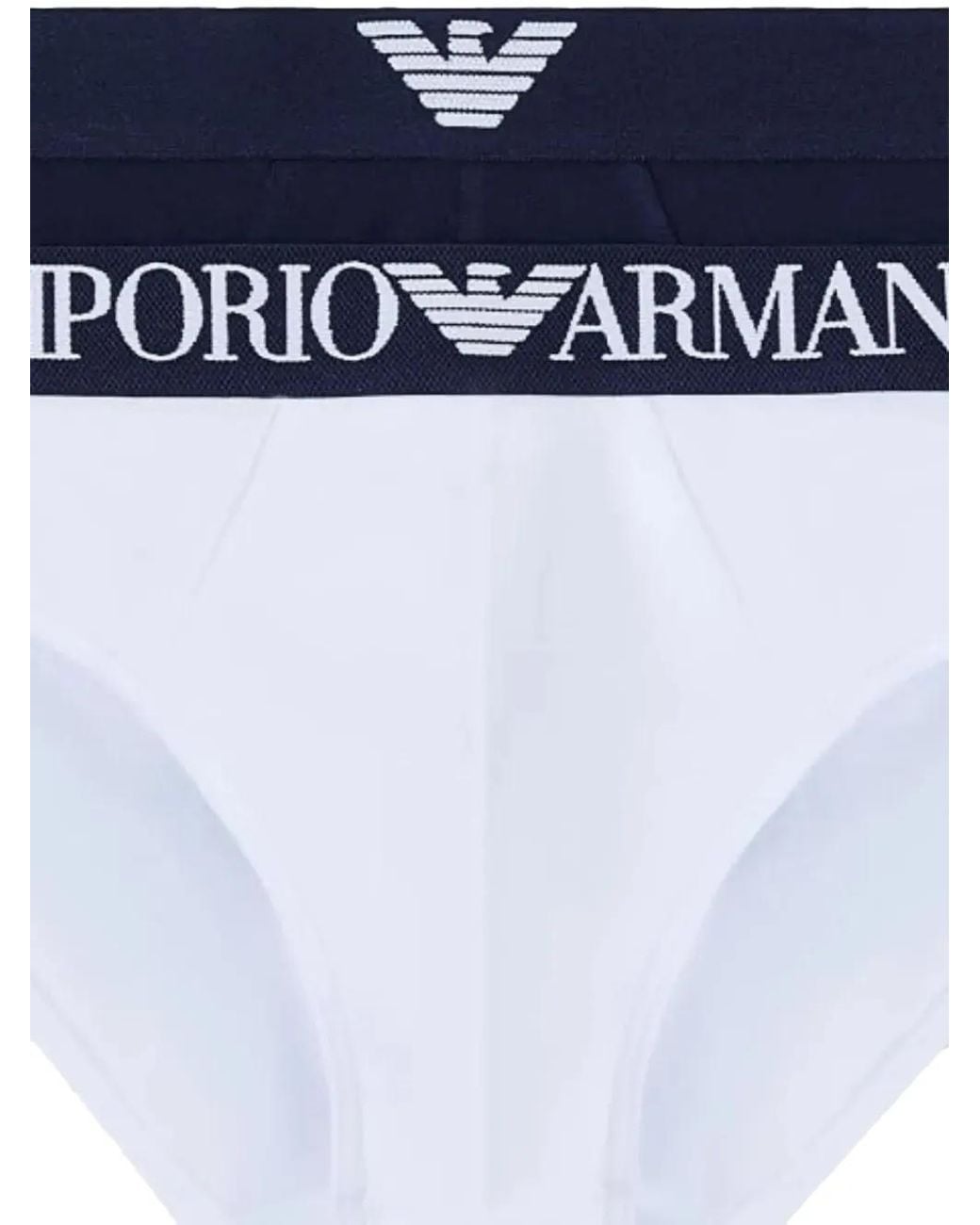 Emporio Armani Blue Logo-Waistband Briefs (Set Of Two) for men