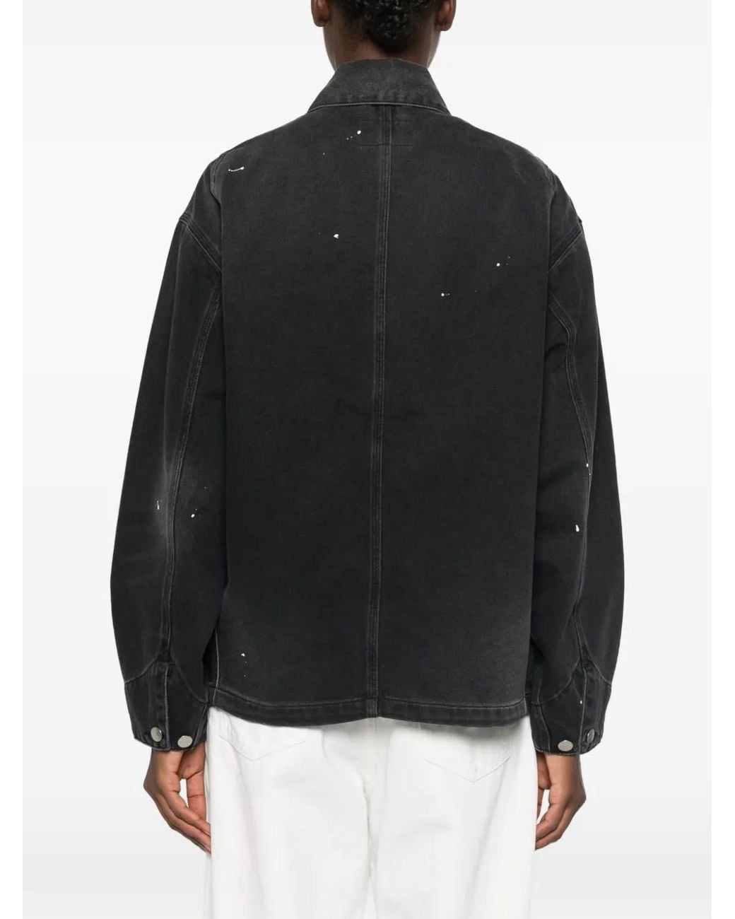 Carhartt Black Michigan Paint-Splatter Denim Jacket