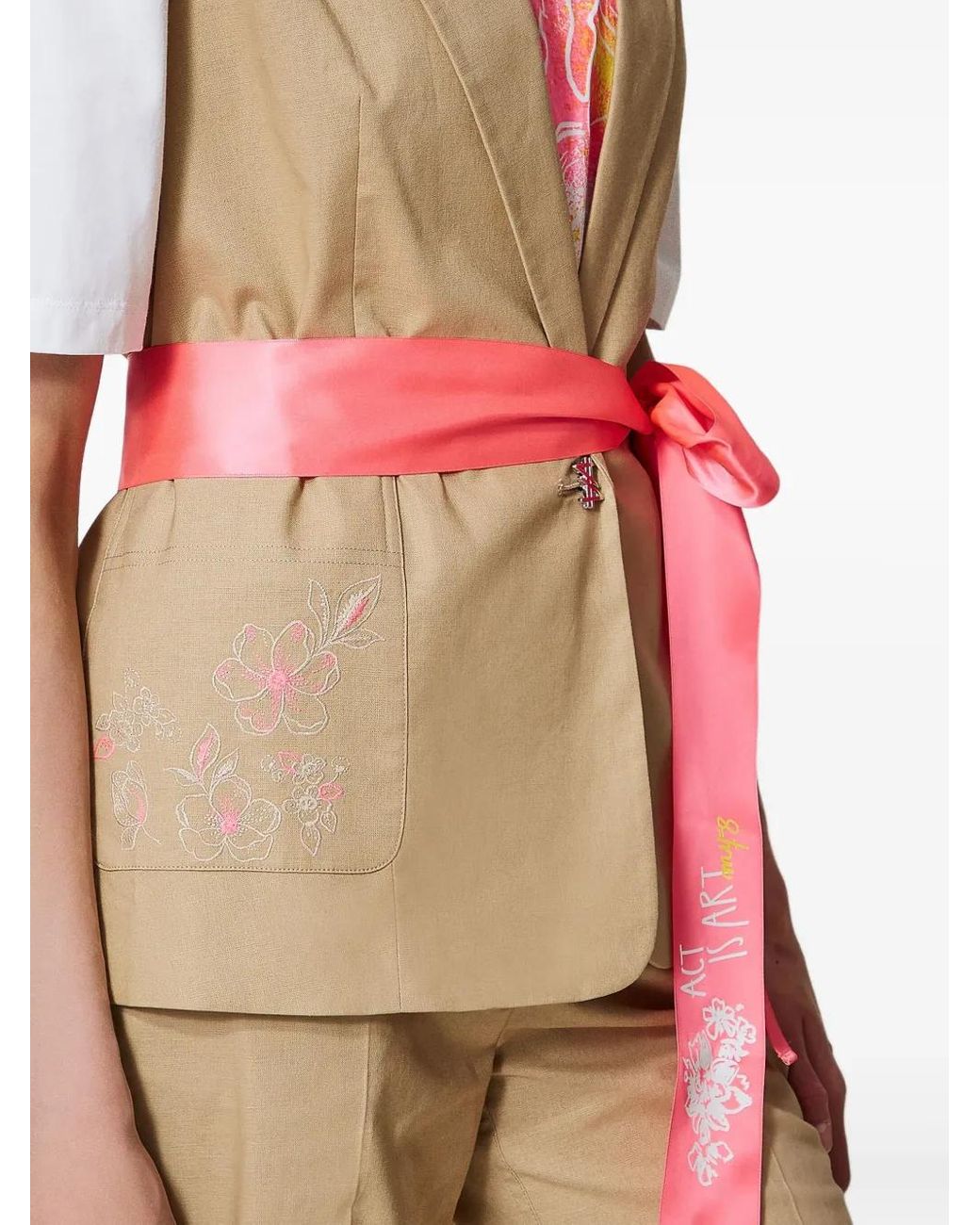 Twinset Pink Belted Sleeveless Blazer