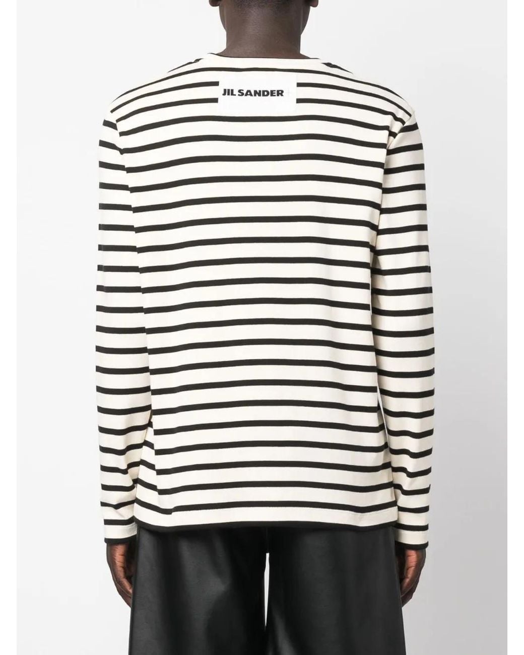 Jil Sander White Crew Neck Long Sleeves Cotton Sweatshirts for men