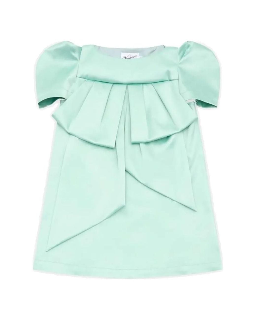VAQUERA Blue Bow-Detail Puff-Sleeve Mini Dress