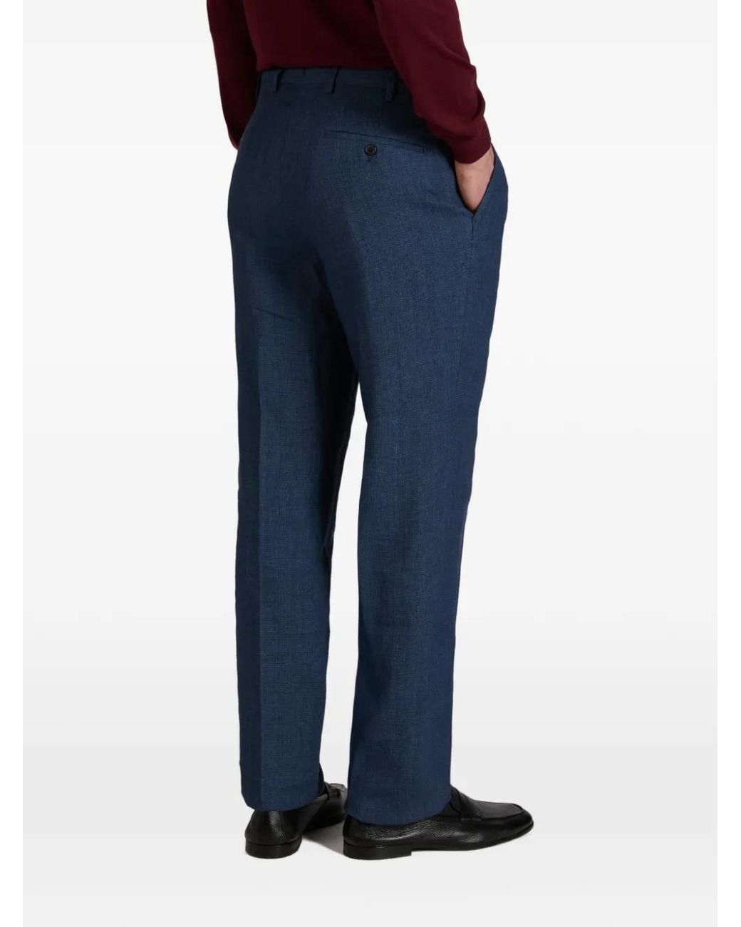 Slowear Blue Patterned Linen Trousers for men