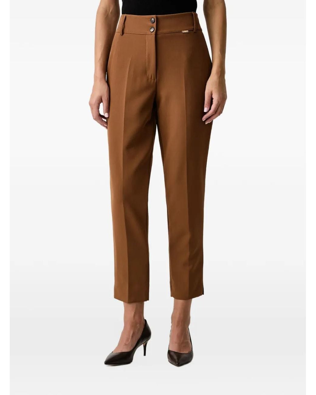 Fracomina Brown Button-Fastening Tailored Trousers