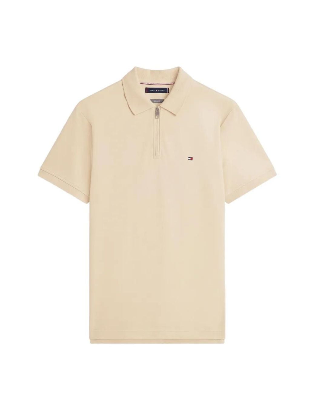 Tommy Hilfiger Natural Zip-Fastening Interlock Polo Shirt for men