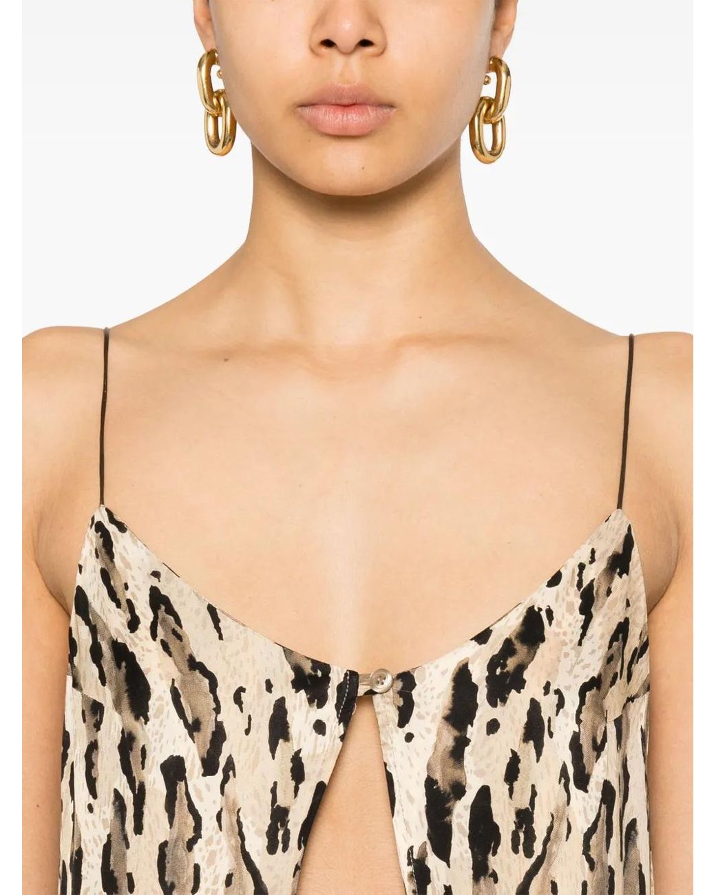 THE NINA STUDIO Natural Animal-Print Top