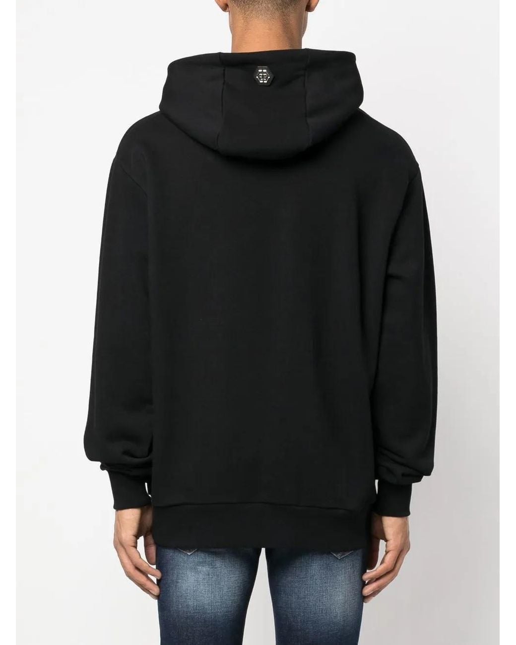 Philipp Plein Black Graphic-Print Pullover Hoodie for men