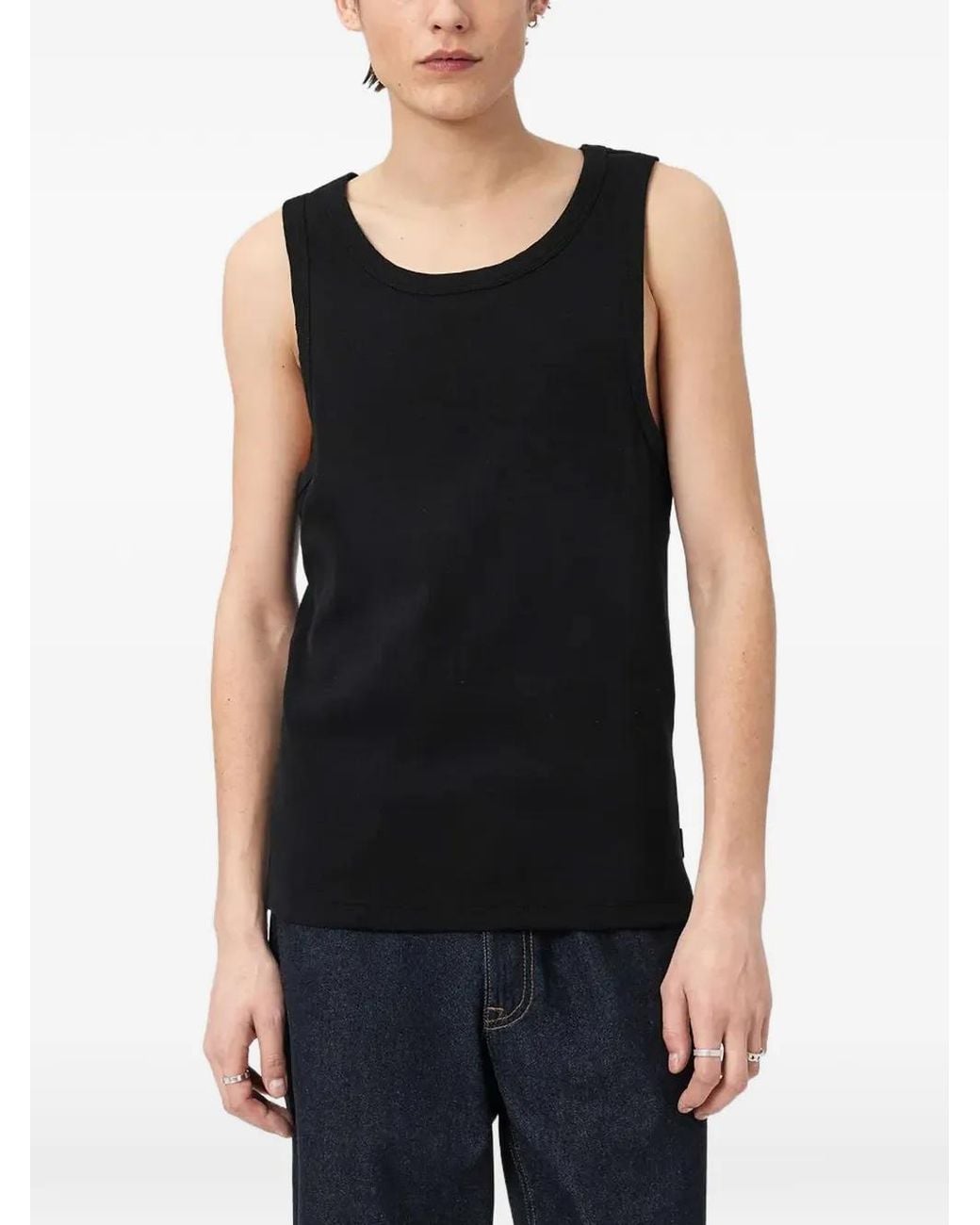 AllSaints Black Ribbed-Knit Vest for men
