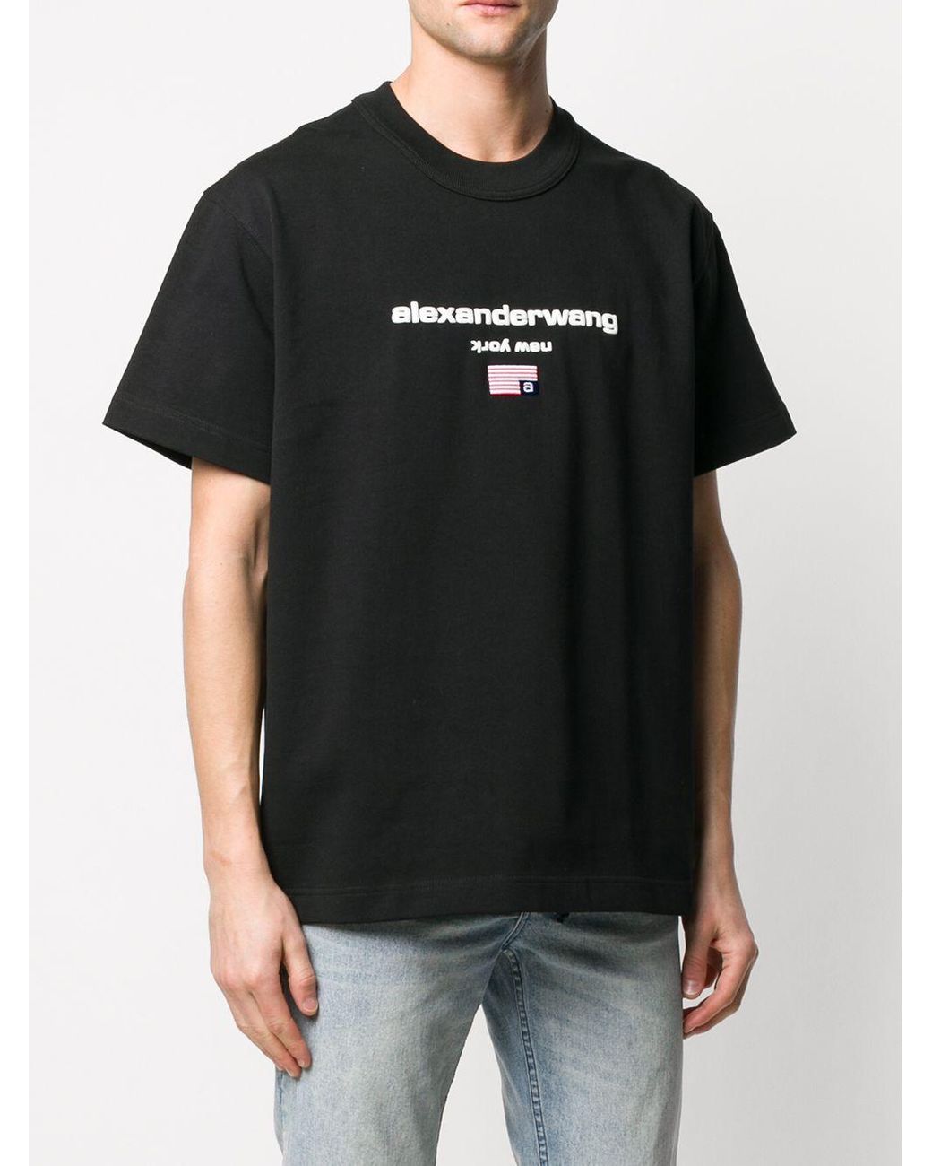 Alexander Wang Flag Detail Logo T-shirt in Black for Men | Lyst Canada