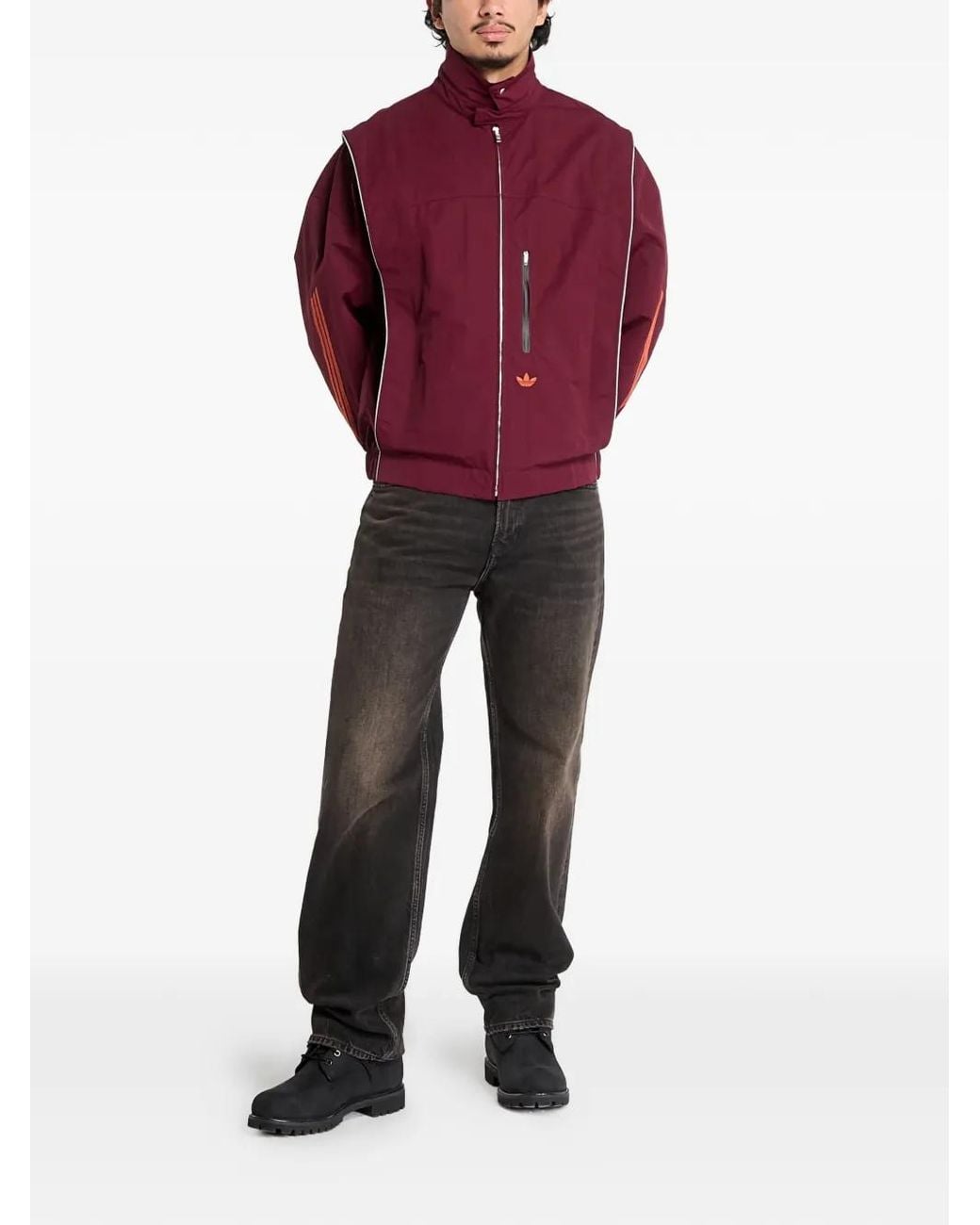 Adidas Red Venice Wind Three-Stripe Jacket