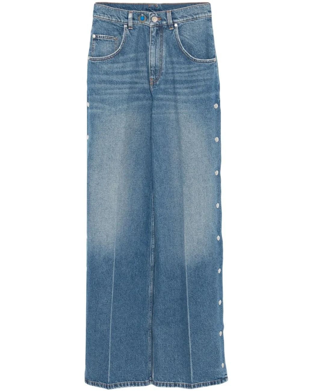 Stella McCartney Blue Stella Mc Cartney Snap Stud Embellished Jeans
