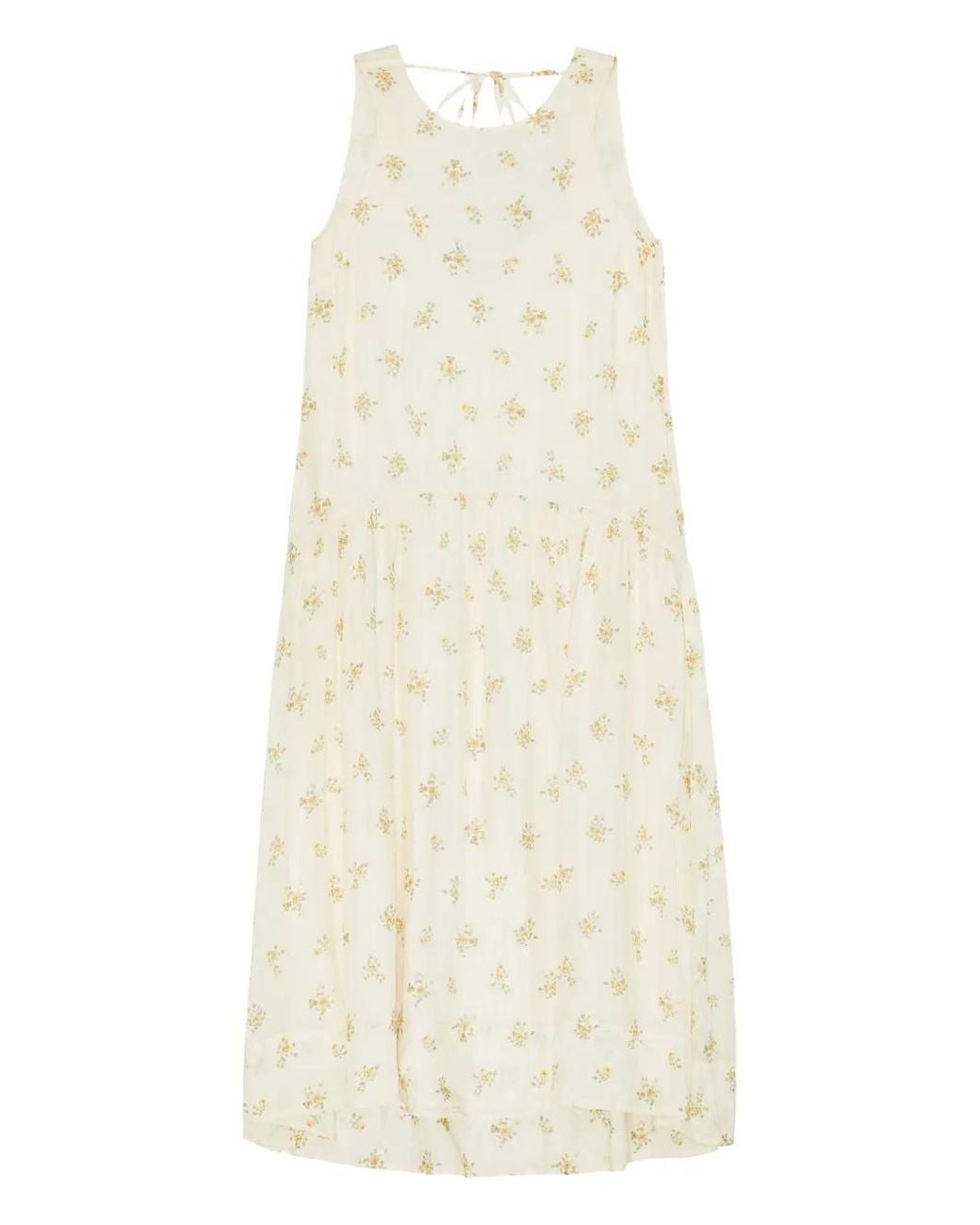Ganni White Dress With Floral Pattern