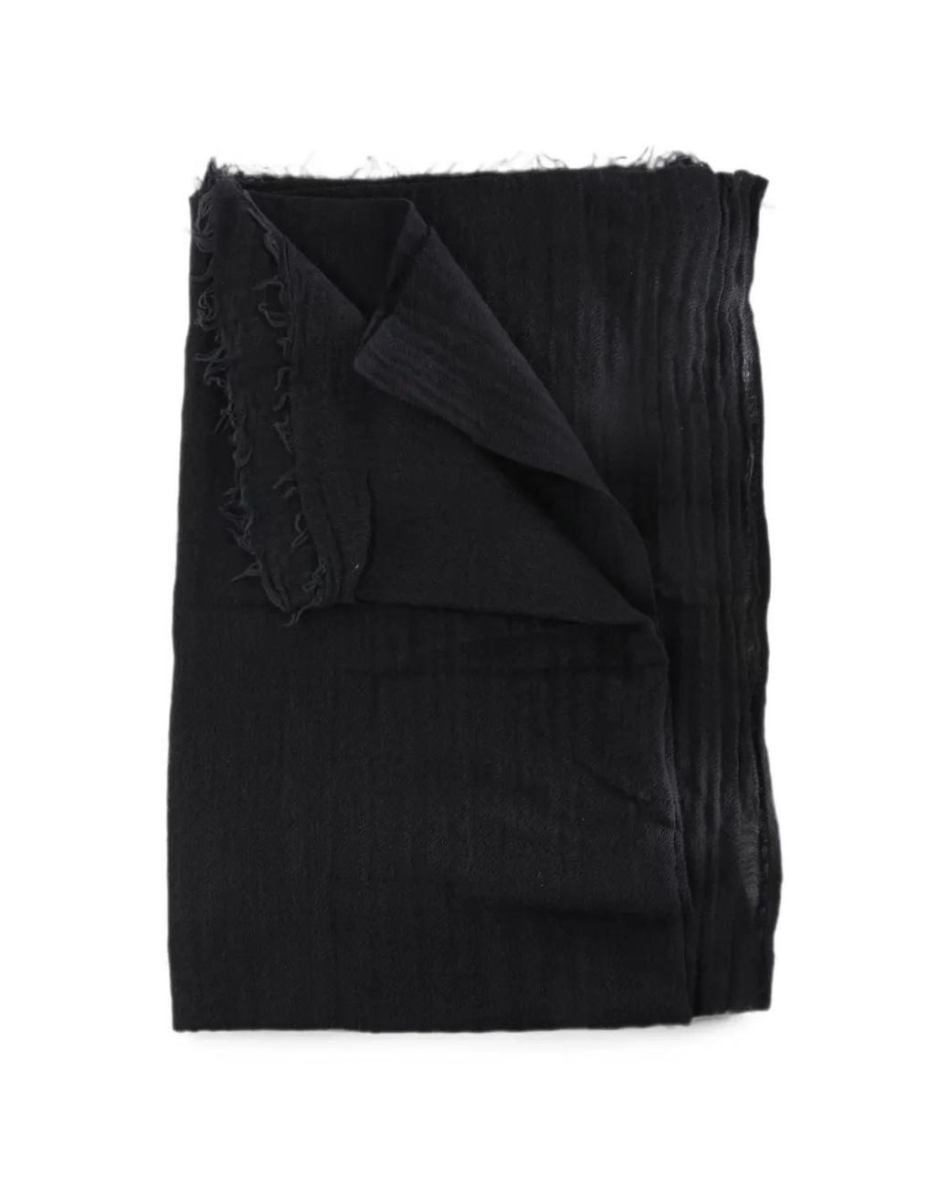 Rick Owens Black Frayed Scarf