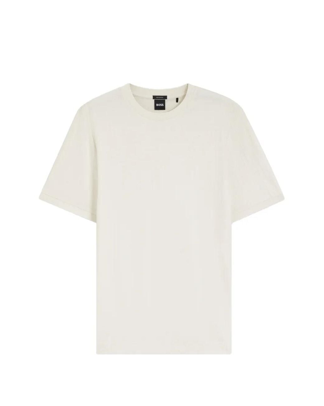 Boss White Geometric-Jacquard T-Shirt for men