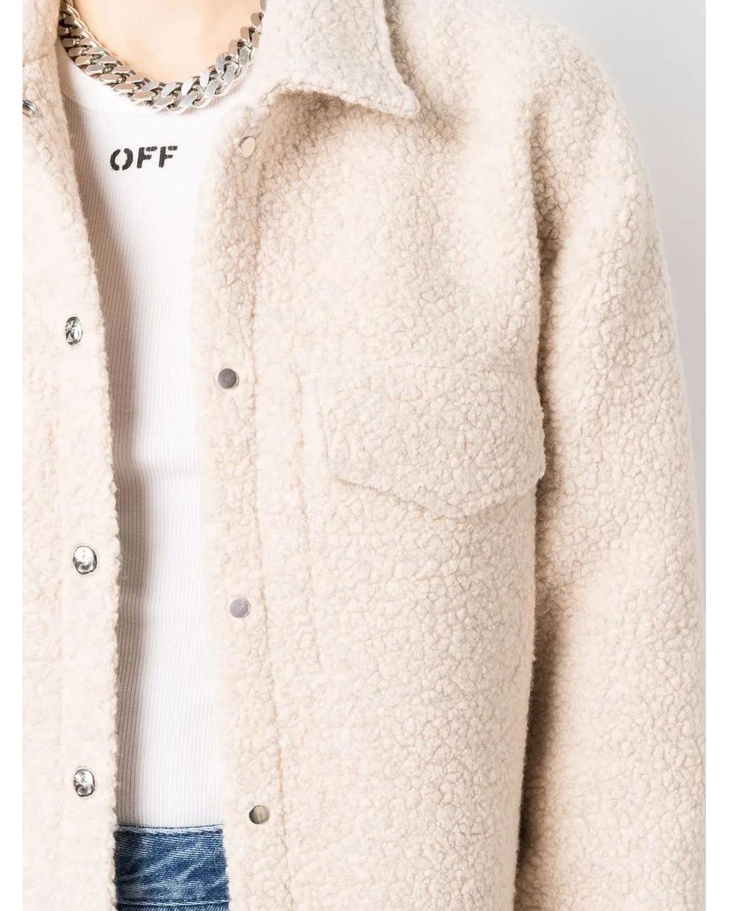 Off-White c/o Virgil Abloh Natural Long-Sleeve Teddy Overshirt