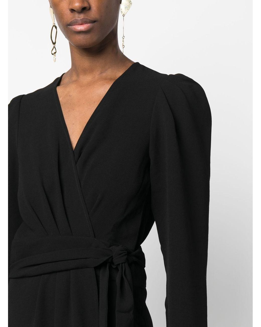 Ba&sh Odile Puff-sleeve Midi-dress in Black | Lyst