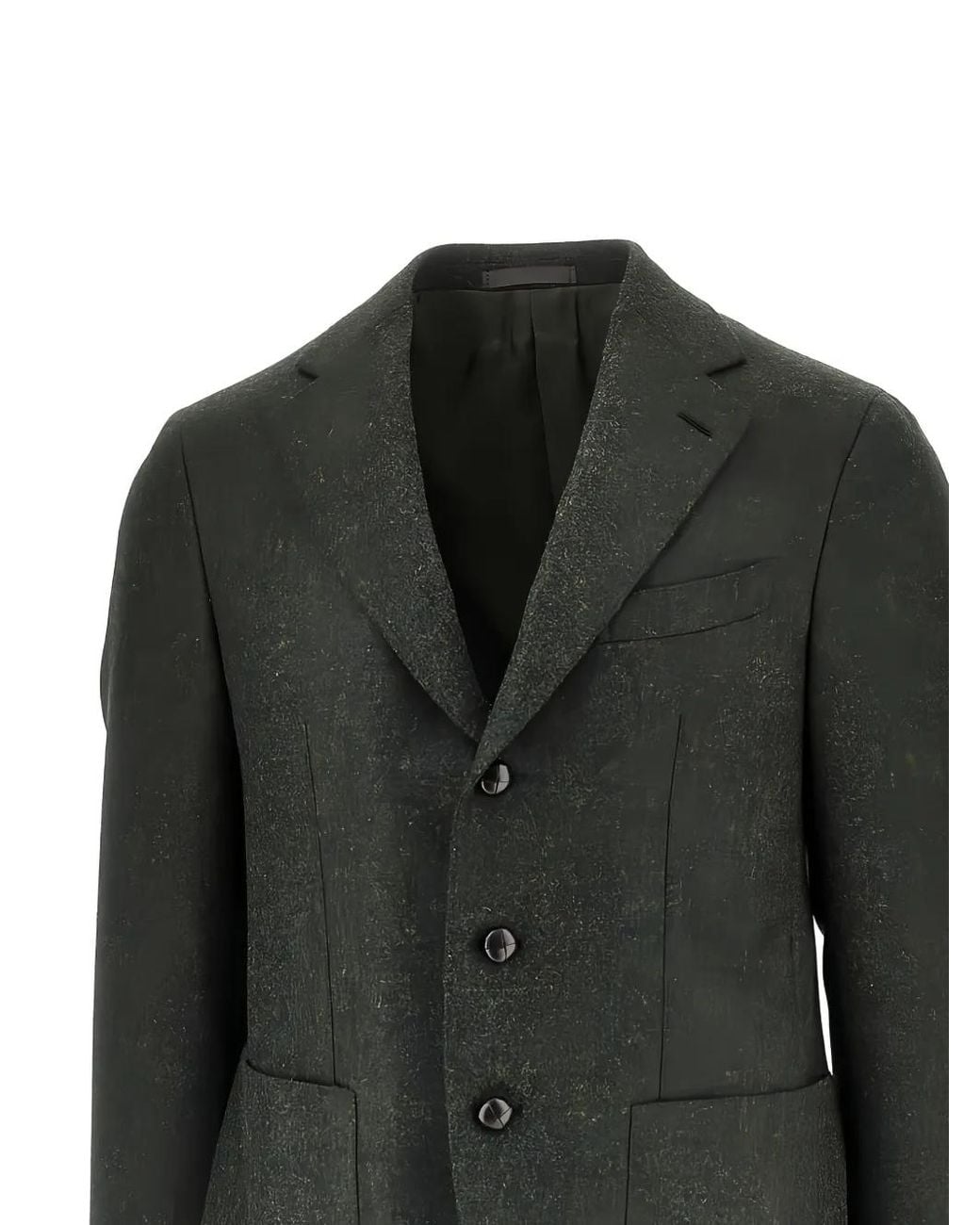 Caruso Black Single-Breasted Wool Blazer for men