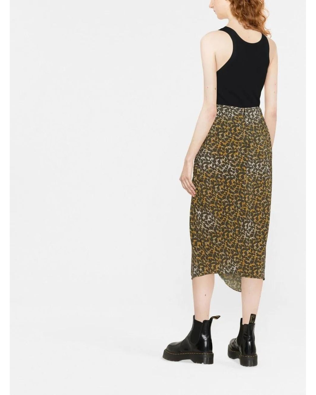 Isabel Marant Green Azaria Floral-Print Draped Skirt