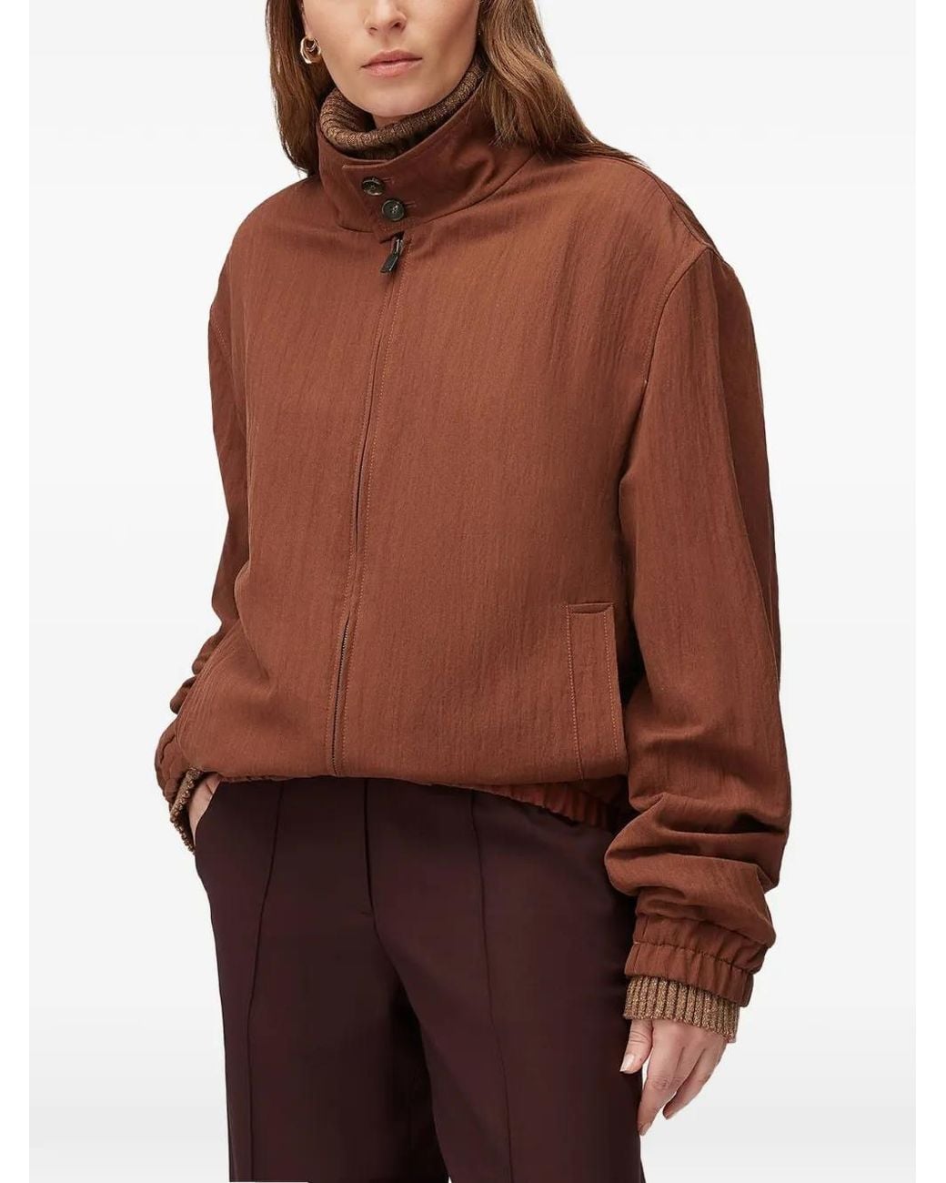 RETORI Brown Wrinkled-Effect Bomber Jacket