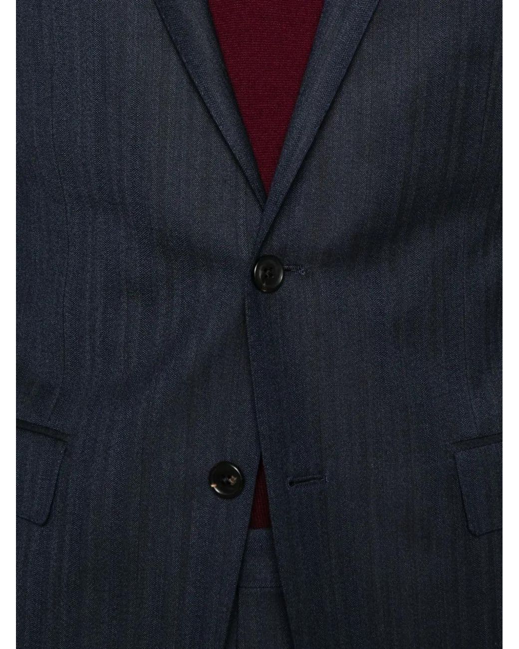 Corneliani Blue Wool Single Brested Suit for men