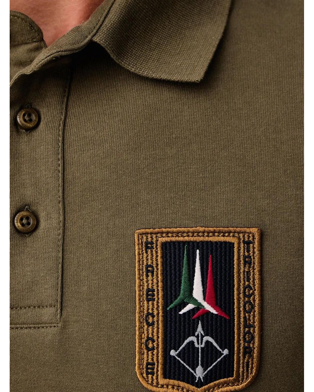 Aeronautica Militare Green Tricolor Arrows Long-Sleeve Polo Shirt for men