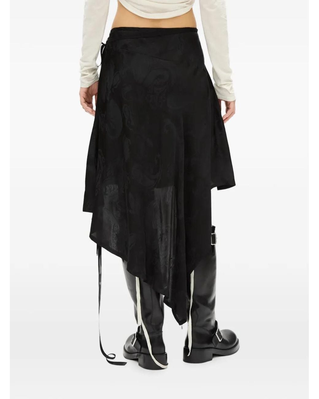 Ann Demeulemeester Black Paisley-Jacquard Asymmetric Skirt