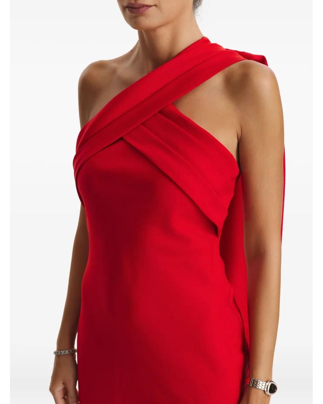 CuAnna Red Kelly One-Shoulder Mini Dress