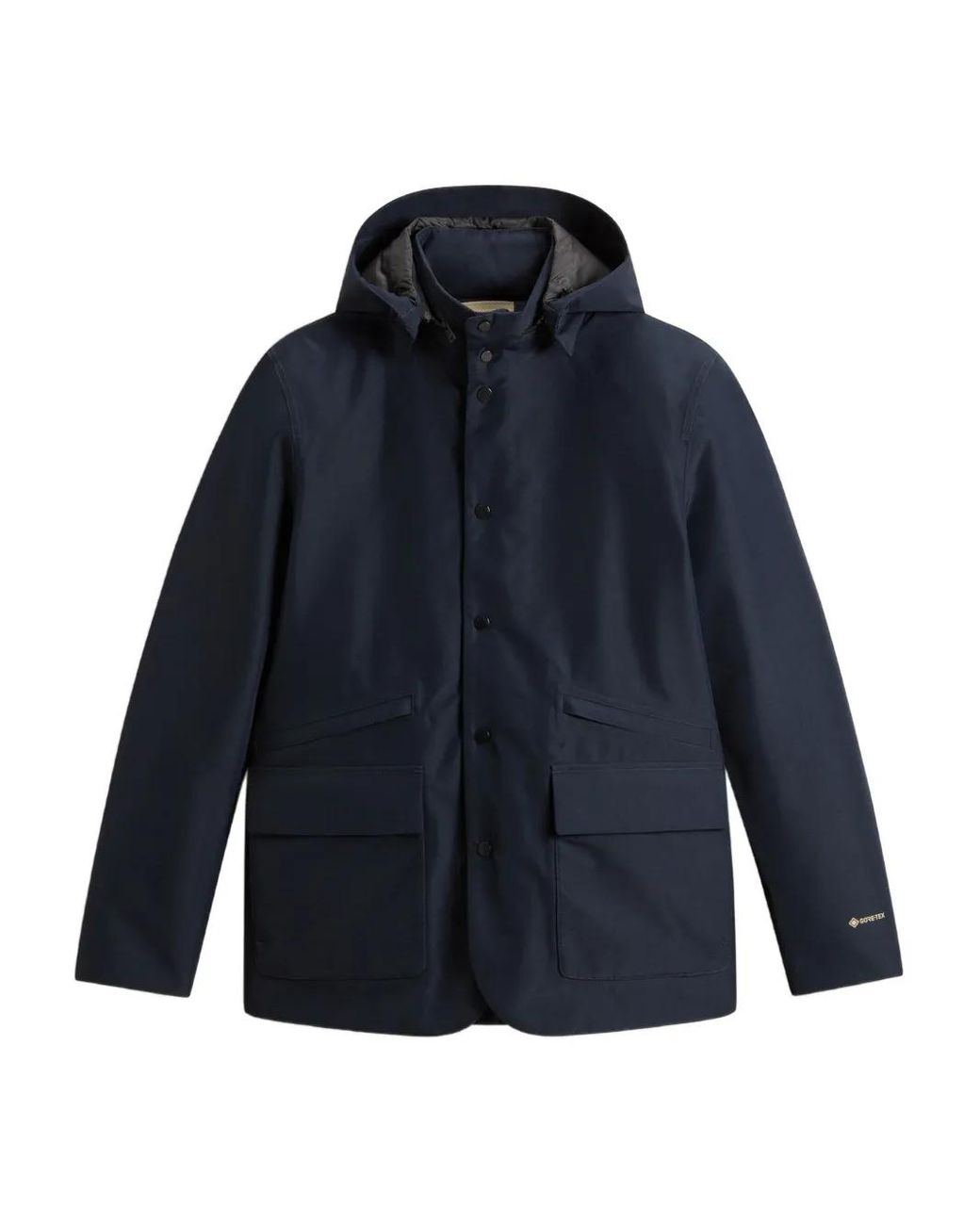 Woolrich Blue Hooded Buttoned Jacket for men
