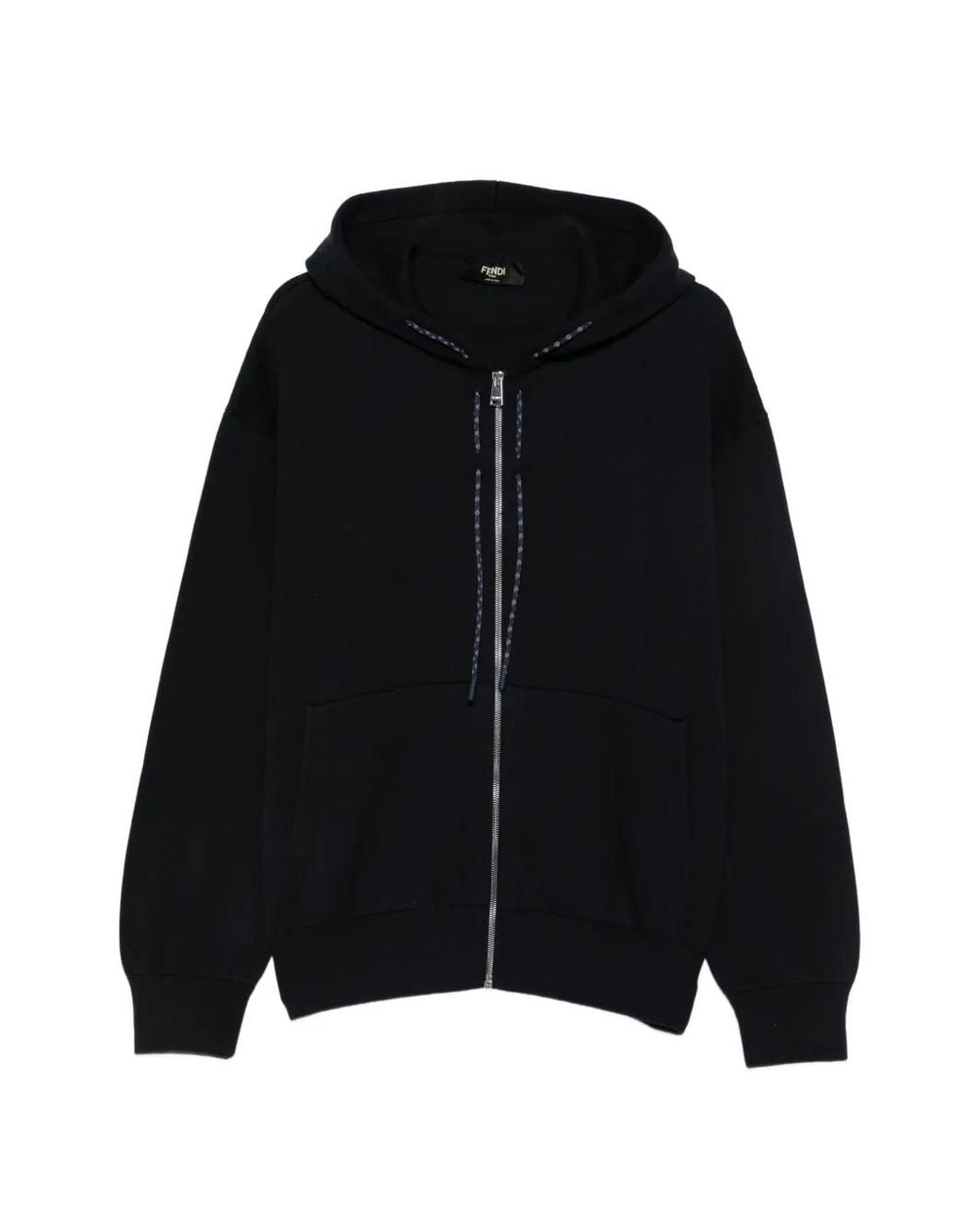 Fendi Black Hoodie À Fermeture Zippée for men