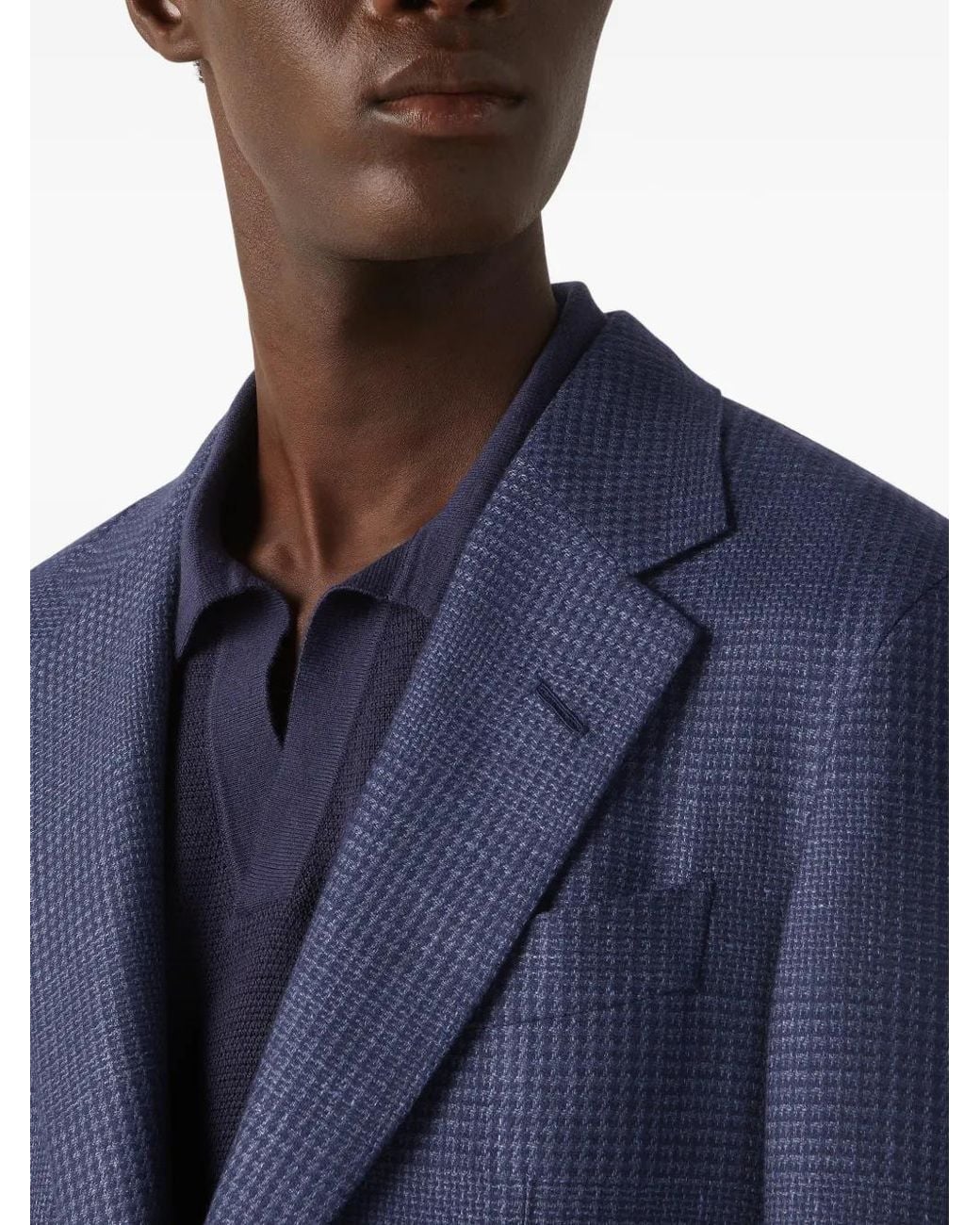 Zegna Blue Checked Blazer for men