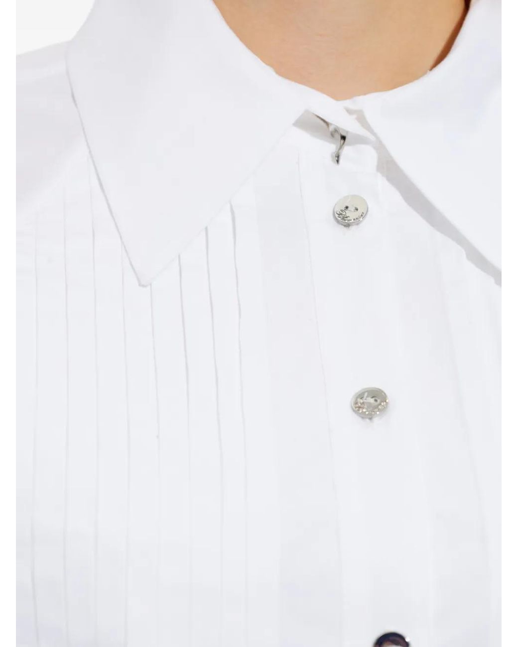 Blumarine White Pleated Button Shirt