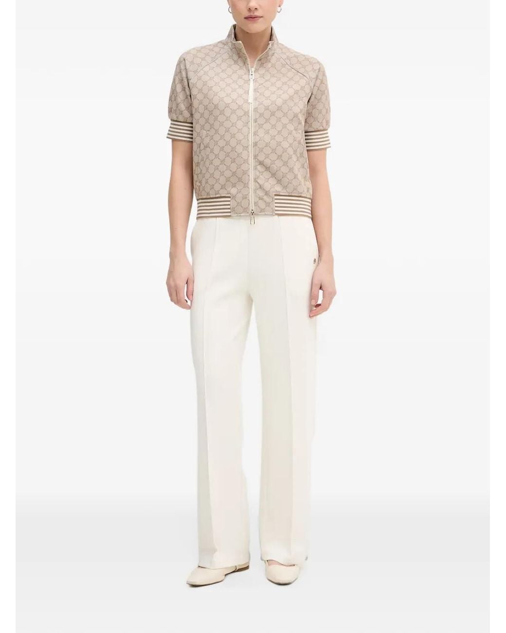 Joop! Natural Monogram-Pattern Zip-Up Jacket