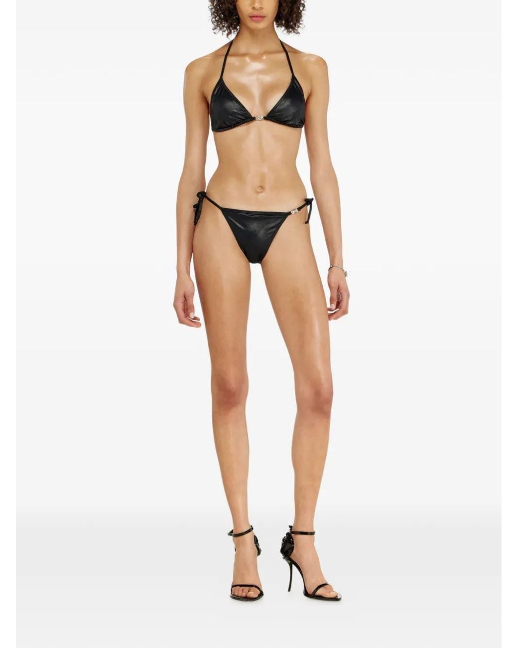 DIESEL Black Haut De Bikini À Fini Métallisé