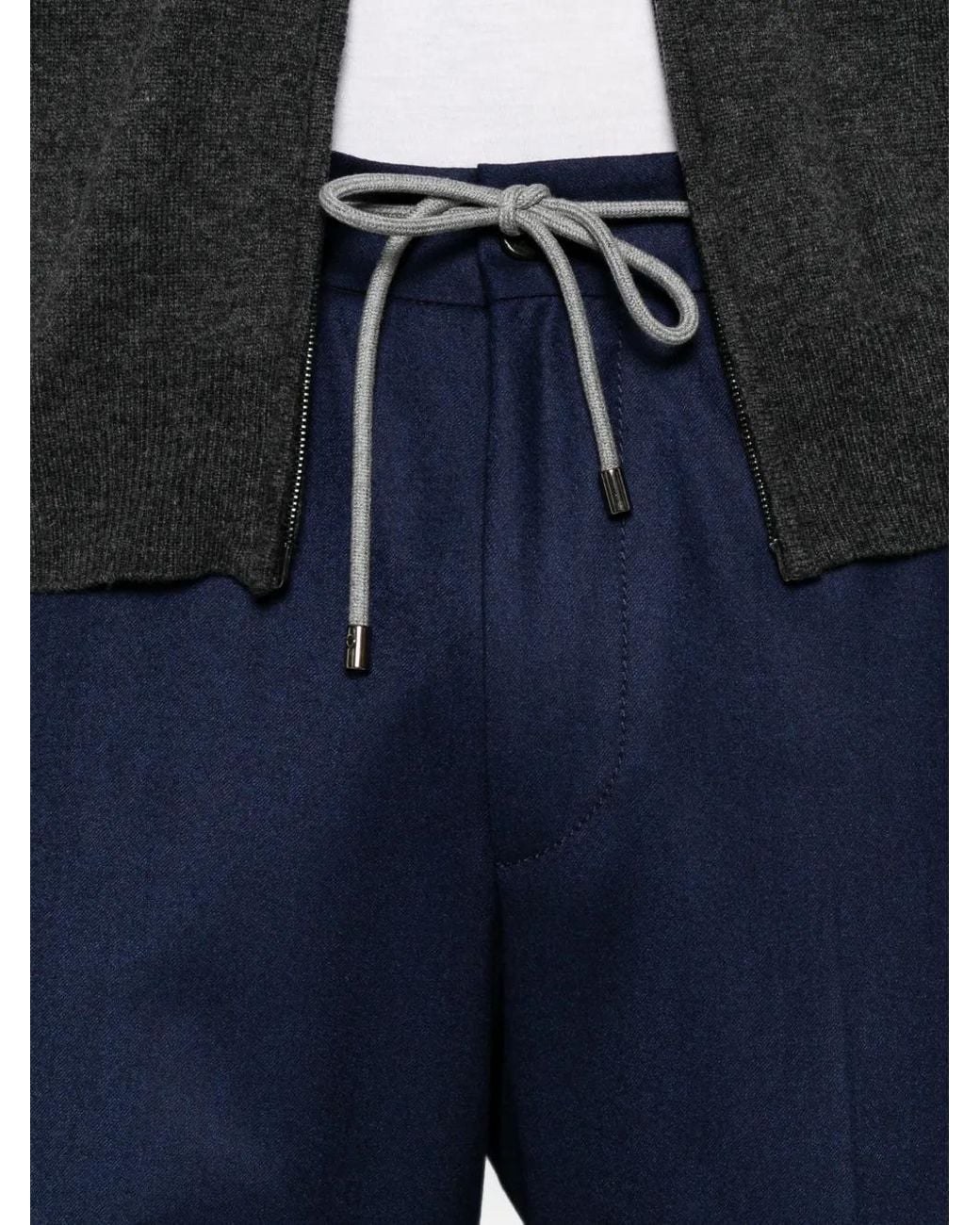 Corneliani Blue Pantalon À Taille À Lien De Resserrage for men