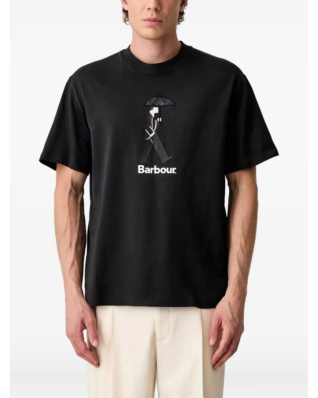Barbour Black Graphic-Print T-Shirt for men