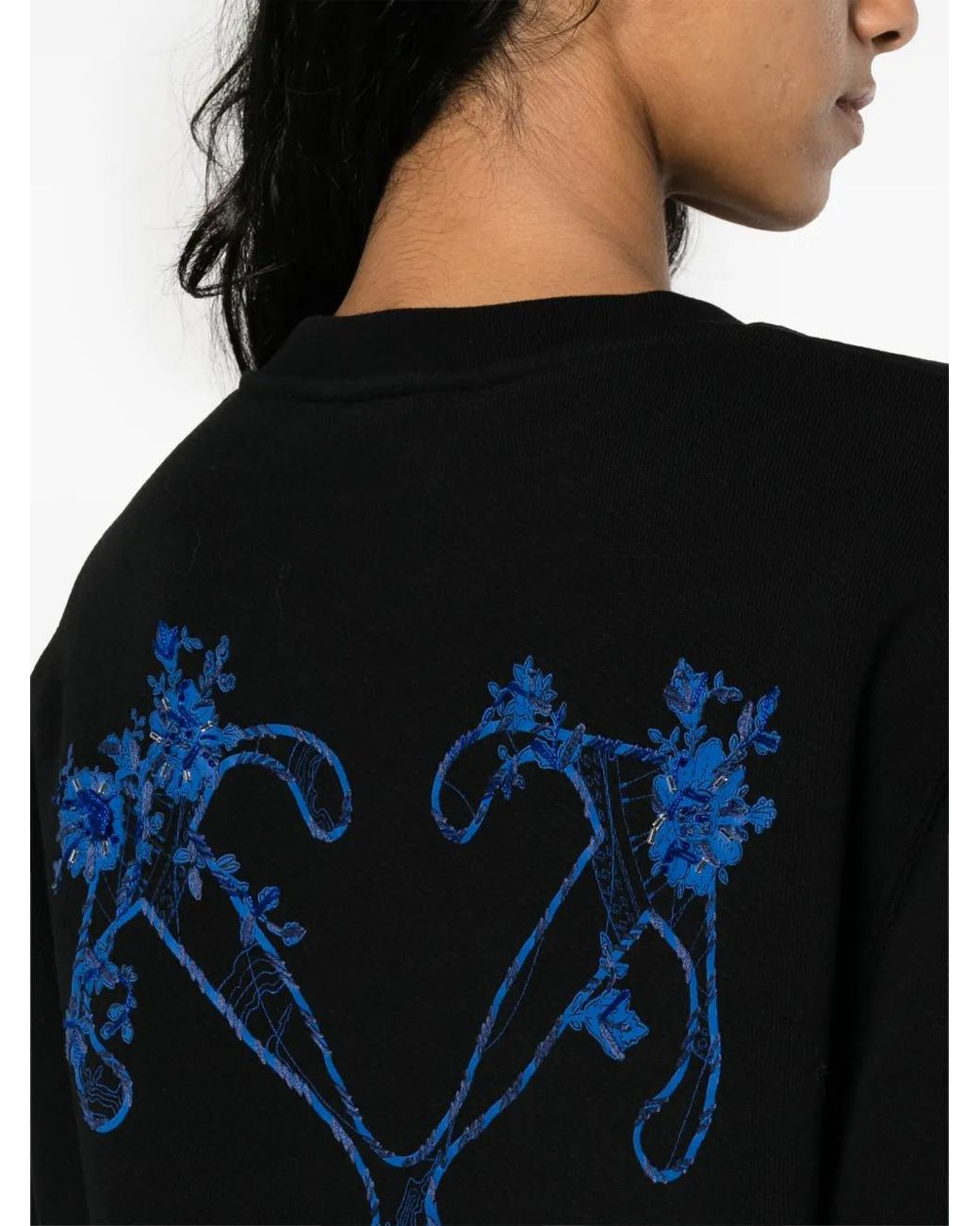 Off-White c/o Virgil Abloh Black Arrows Floral-Embroidered Cotton Sweatshirt